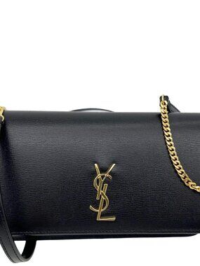 Yves Saint Laurent  Monogram Cassandre Leather Phone Holder Black